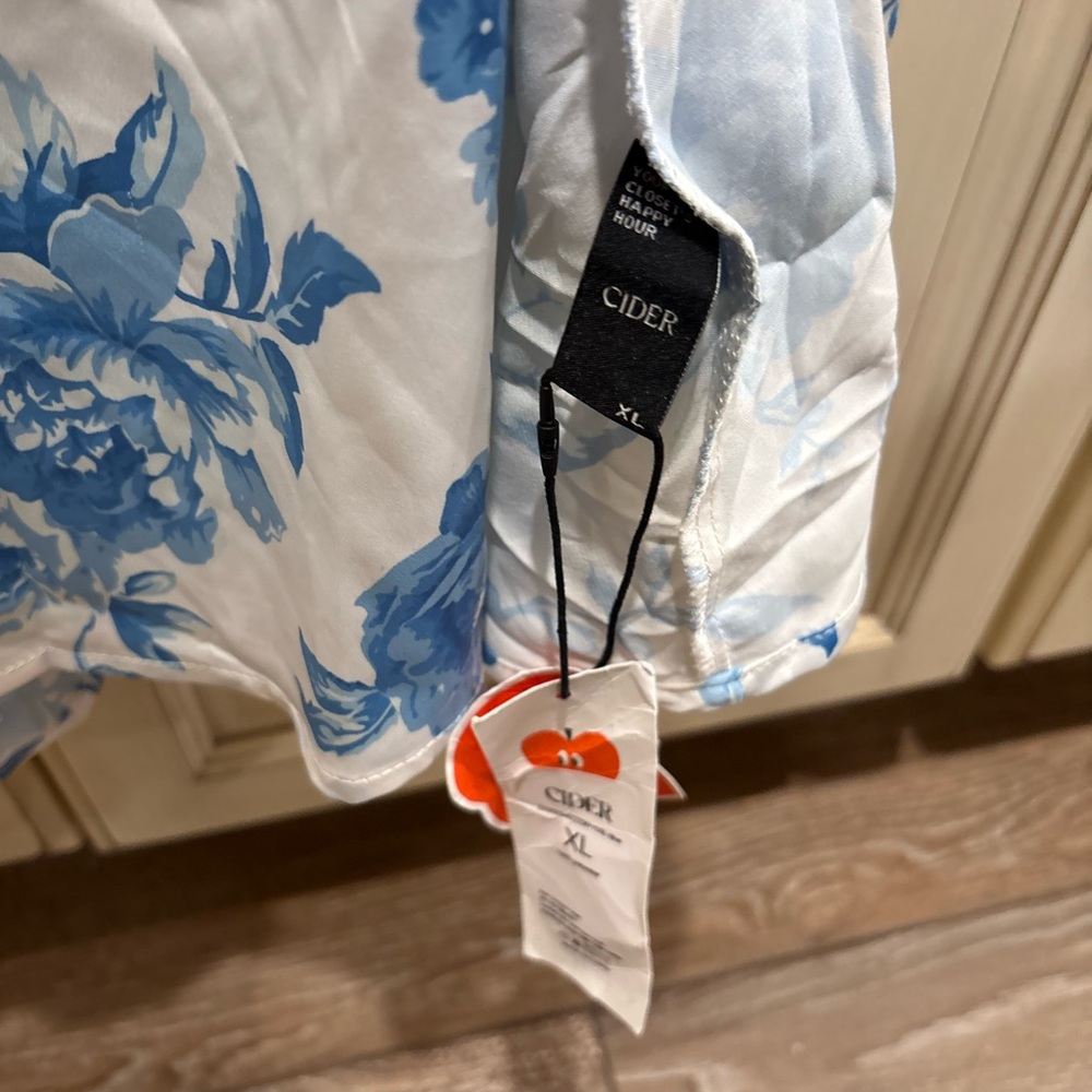 Cider Light Blue Floral Maxi Dress with open back and straps - Picture 2 of 3
